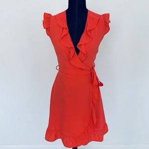 Coral/peachy/orangey color wrap dress
